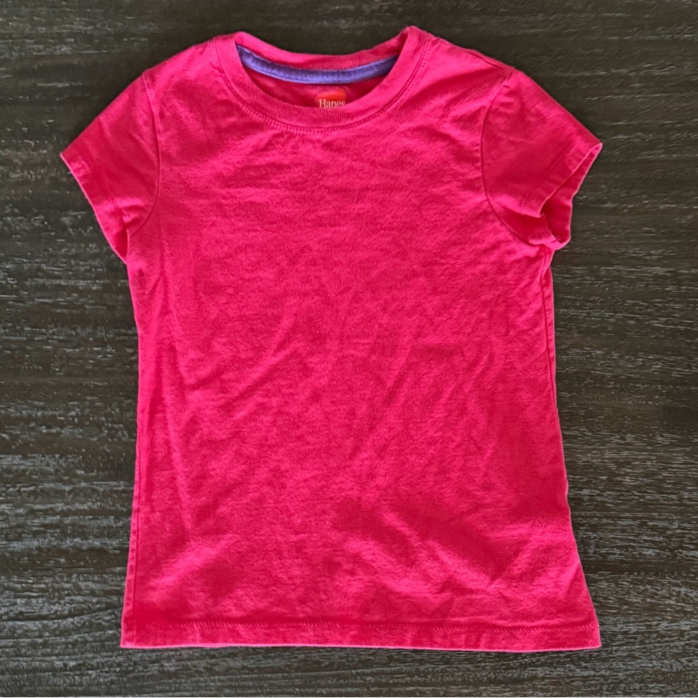 Hanes Girls XS Pink Short Sleeve Cotton Tee